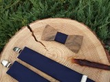 Men's set - wooden bow tie and braces