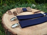  Men's set - wooden bow tie, cufflinks and braces