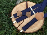 Men's set - wooden bow tie and braces