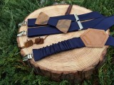  Men's set - wooden bow tie, cufflinks and braces
