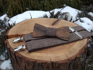  Men's set - wooden bow tie and braces
