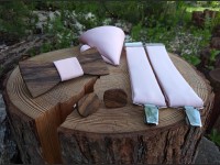  Men's set - wooden bow tie, cufflinks and braces