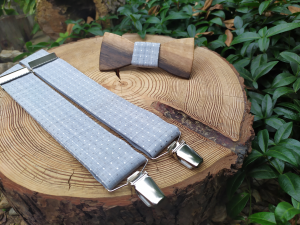 Men's set - wooden bowtie and braces
