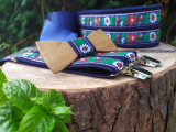 Folklore set - wooden bowtie, braces and women's belt