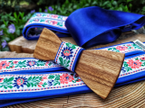 Folklore set - wooden bowtie, braces and women's belt