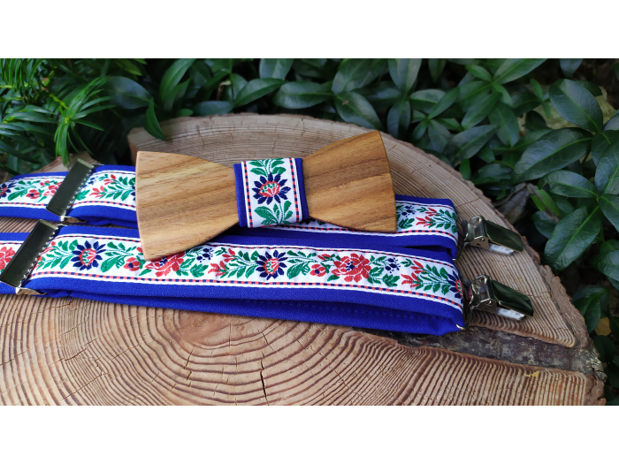 Folklore set - wooden bowtie and braces