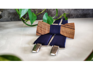 Men's wooden bowtie and braces
