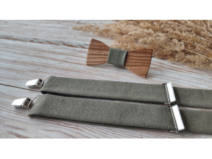 Greenery men's set - wooden bowtie and braces