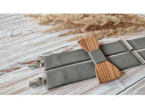 Men's set - wooden bowtie and braces